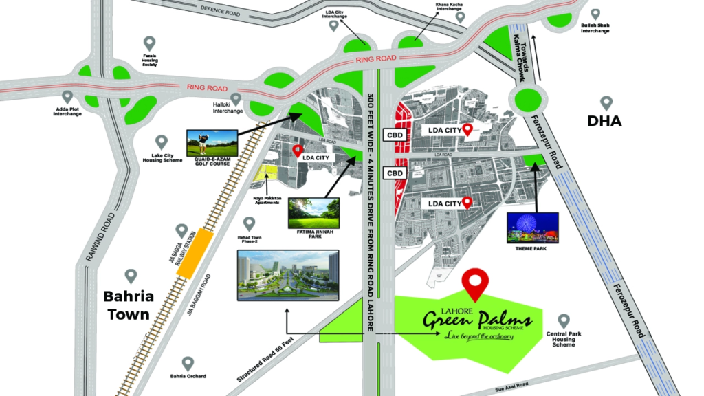 Site Location Plan of Green Palms Housing Scheme Lahore